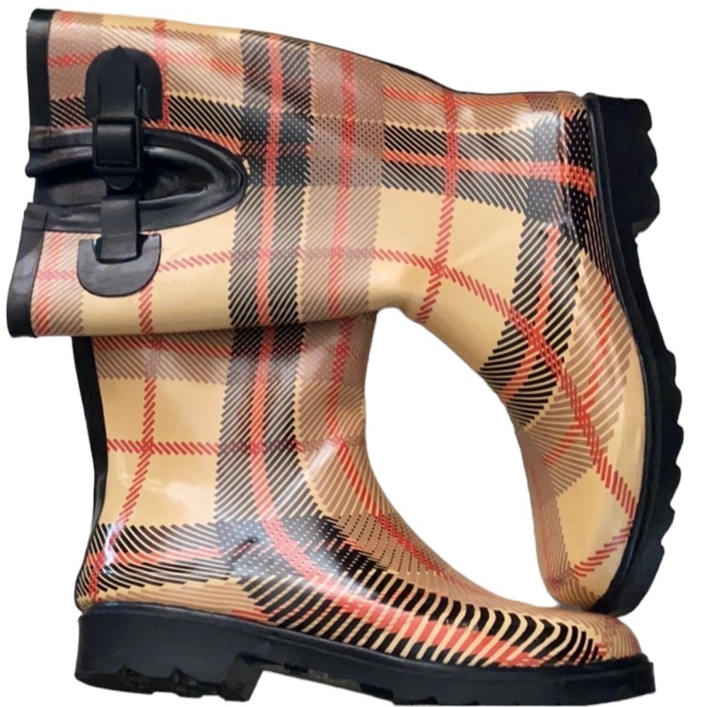 Plaid Rain boots